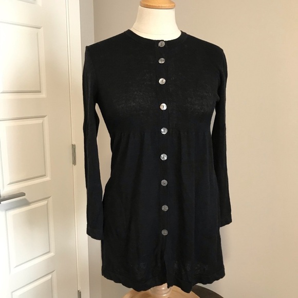 Trina Turk Long Cardigan/dress /  Size Small Black Linen blend - Picture 8 of 9